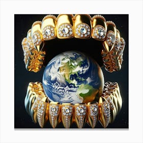 Gold Teeth With Diamonds Canvas Print