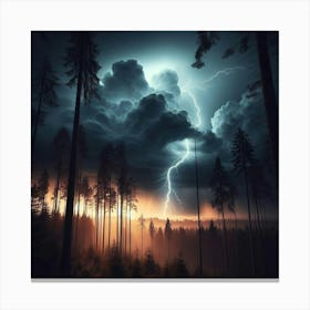 Lightning In The Forest 2 Canvas Print