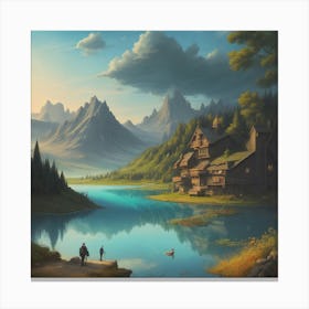 Village In The Mountains Canvas Print