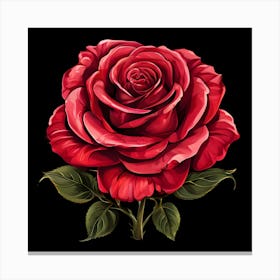 Red Rose On Black Background Canvas Print