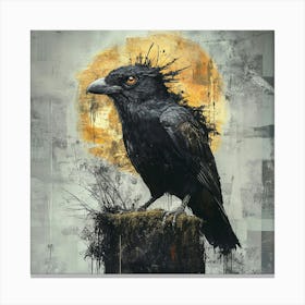 Crow and Moon Canvas Print