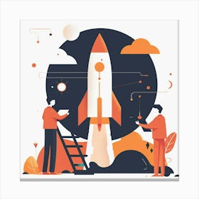 Illustration Of A Rocket Launch 2 Canvas Print