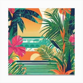 Tropical Beach Scene Canvas Print