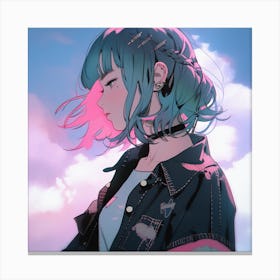 Anime Girl With Blue Hair Canvas Print