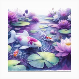 Koi Fish In Pond Canvas Print