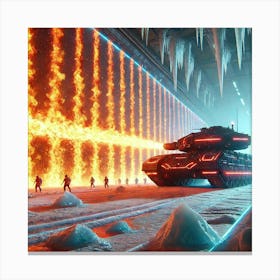 A Futuristic Sci Fi Depiction Of A Pyroclast Tank Flame Wall Canvas Print