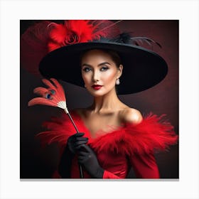 Victorian Woman In A Hat 4 Canvas Print