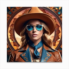 Cowgirl In Hat 1 Canvas Print