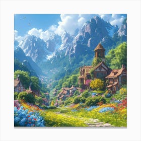 Village In The Mountains 2 Canvas Print