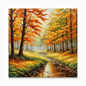 Forest In Autumn In Minimalist Style Square Composition 38 Canvas Print