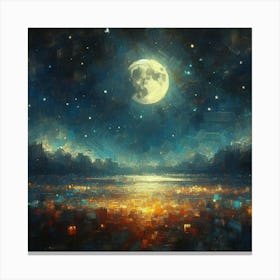 Moonlight Over The City Canvas Print