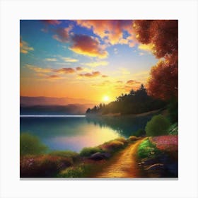 Sunset By The Lake 46 Canvas Print