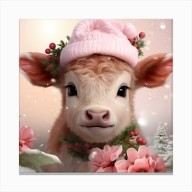 Cute Cow In Pink Canvas Print