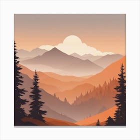 Misty mountains background in orange tone 97 Canvas Print