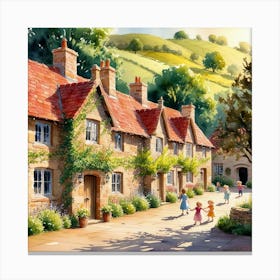 Cottages In The Village Canvas Print