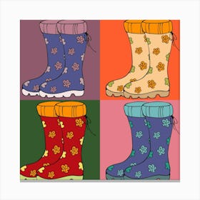 Rain Boots Pop Art Canvas Print