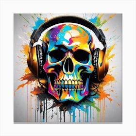 Skull With Headphones 40 Canvas Print