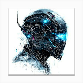 Robot Head.Generated AI. Wall Art Print Canvas Print