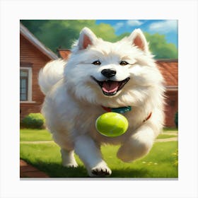 Dog With Tennis Ball Canvas Print