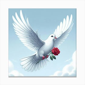 Dove With Rose 4 Canvas Print