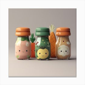 Kawaii Milk Bottles Canvas Print