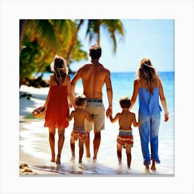 Family On The Beach 2 Canvas Print