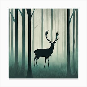 Deer in Misty Forest Series. Style of Hockney. 3 Canvas Print