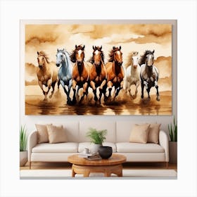 Horses Running In The Desert Canvas Print