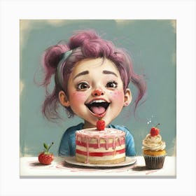 Little Girl With Cake 1 Canvas Print