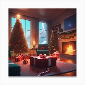 Christmas Tree In The Living Room 66 Canvas Print