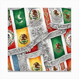 Mexican Flags 18 Canvas Print
