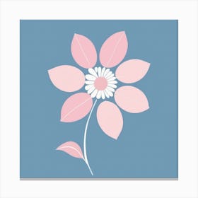 A White And Pink Flower In Minimalist Style Square Composition 451 Canvas Print