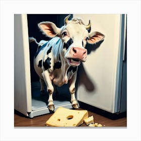 Cow In Fridge 2 Canvas Print