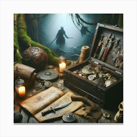 Treasure Chest In The Forest Canvas Print