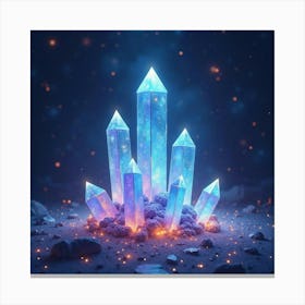 Watercolor Glowing Space Crystals Reflecting Starlight In A Cosmic Field 1 Canvas Print