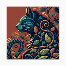 Cat With Leaves 1 Canvas Print