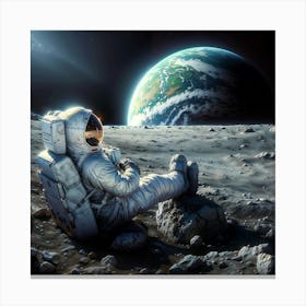 Astronaut On The Moon 2 Canvas Print