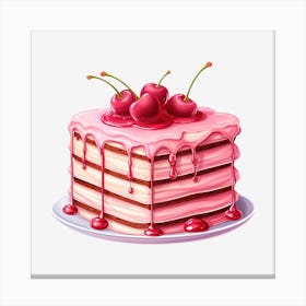 Cake With Cherries Canvas Print