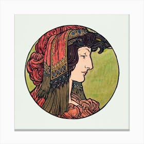 Stained Glass Window For The Facade Of The Fouquet Boutique, Alphonse Maria Mucha 7 Canvas Print