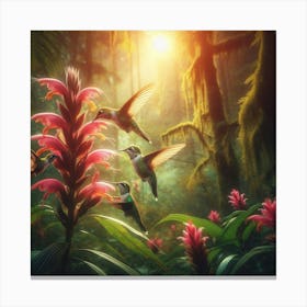 Hummingbirds In The Rainforest Canvas Print