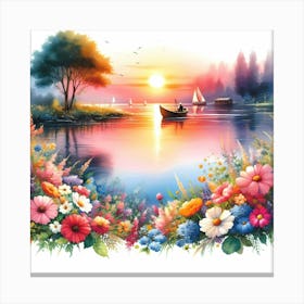 Sunset By The Lake 7 Canvas Print