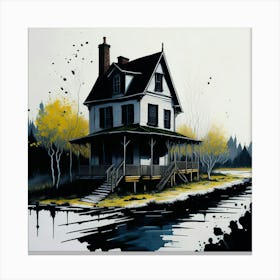 Colored House Ink Painting (115) Canvas Print