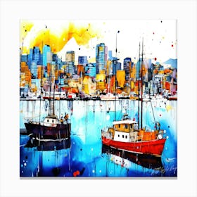 Harbour City - Vancouver Cityscape Canvas Print