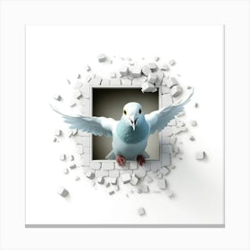 Pigeon Flying Through A Brick Wall Canvas Print