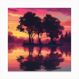 Sunset By The Lake Canvas Print