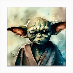 Yoda Watercolor Canvas Print