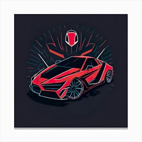 Car Red Artwork Of Graphic Design Flat (140) Canvas Print