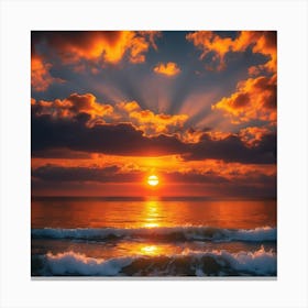 Sunset Over The Ocean Canvas Print