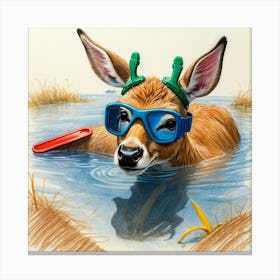 Deer In The Water 27 Canvas Print