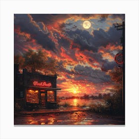 Sunset At The Diner Canvas Print
